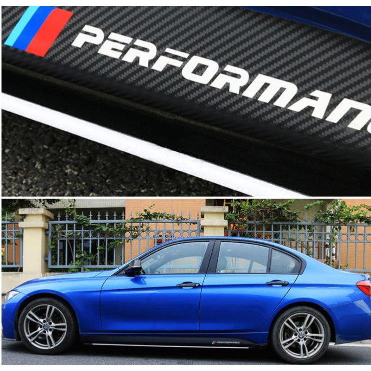 BMW 2 件裝碳纖維 Viny M Performance 側裙門檻條紋車身貼花貼紙適用於寶馬 E90 E92 E93
