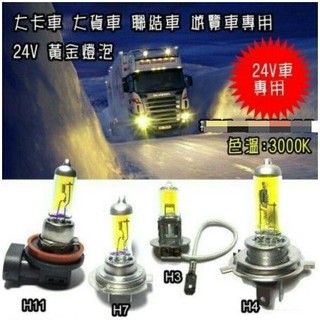 24V車用 黃光/黃金光 燈泡 H1 H3 H4 H7 H11 9006 雨天高穿透版本 大貨車 聯結車 遊覽車專用