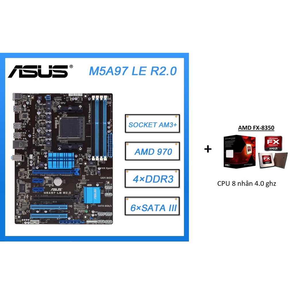 Combo CPU 8 Core AMD FX8350 4.0ghz + 主插座 AM3+ Asus M5A97 LE