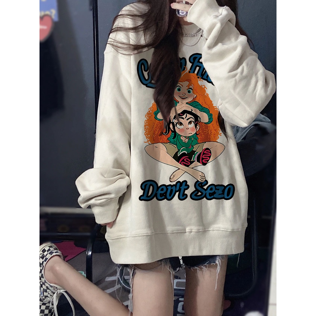CHAOO 100%純棉 大學t 衛衣女 oversize 帽t 韓國上衣 秋冬上衣 原宿風上衣 女生衣服 復古上衣 衣