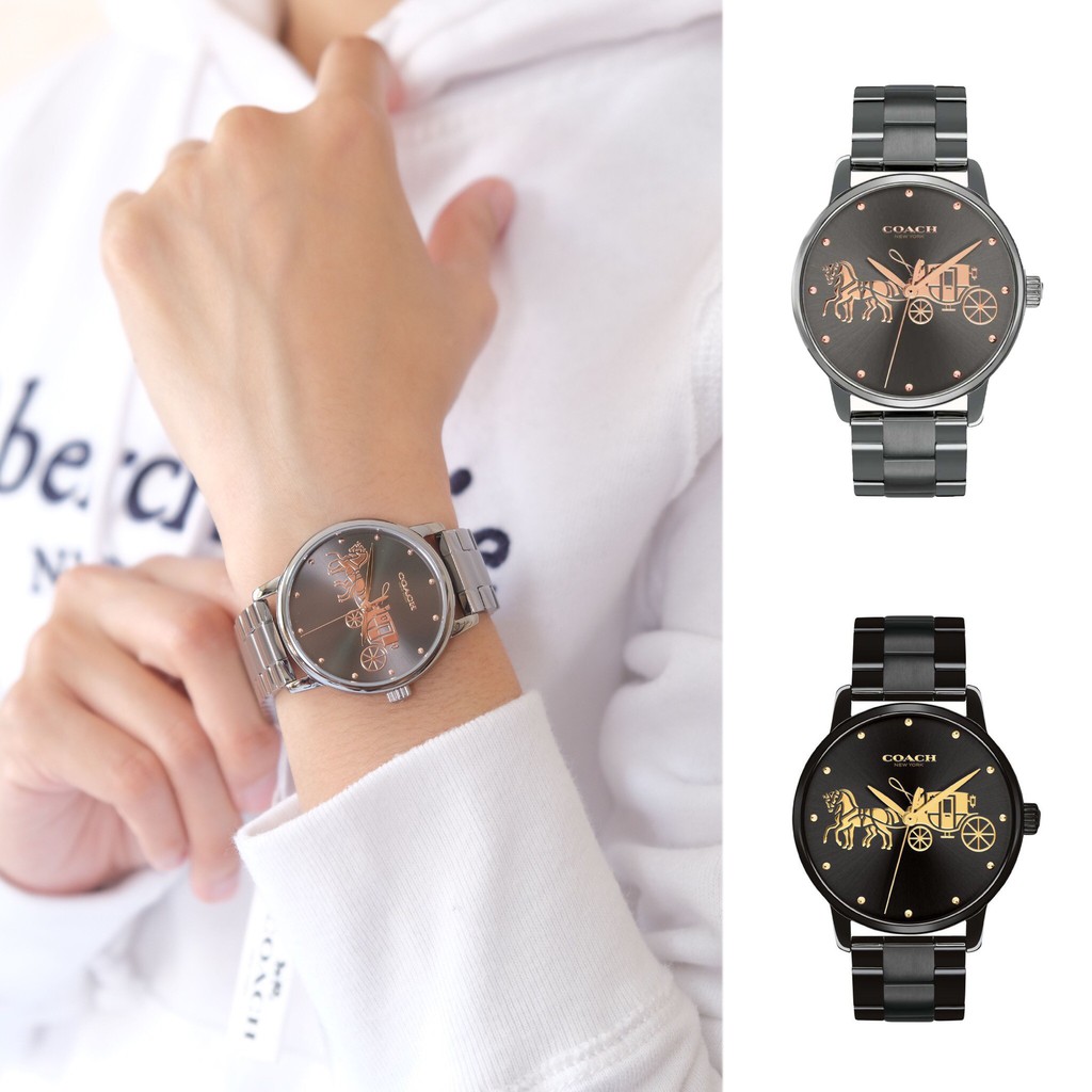 【Ayllon】Coach 經典馬車LOGO 不鏽鋼錶帶 女錶 錶 手錶
