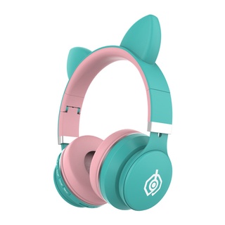 粉色頭戴式藍牙耳機帶麥克風無線耳麥貓耳朵女生可愛臺式電腦筆記本電競游戲蘋果平板手機兒