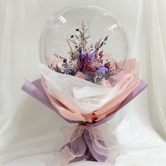 來自首爾 韓國保存的透明丙烯酸氣球花束裝飾物品 無限粉色 紫色 玫瑰色 霧花 迷你花父母的禮物 永恆的花禮物 蝦皮購物