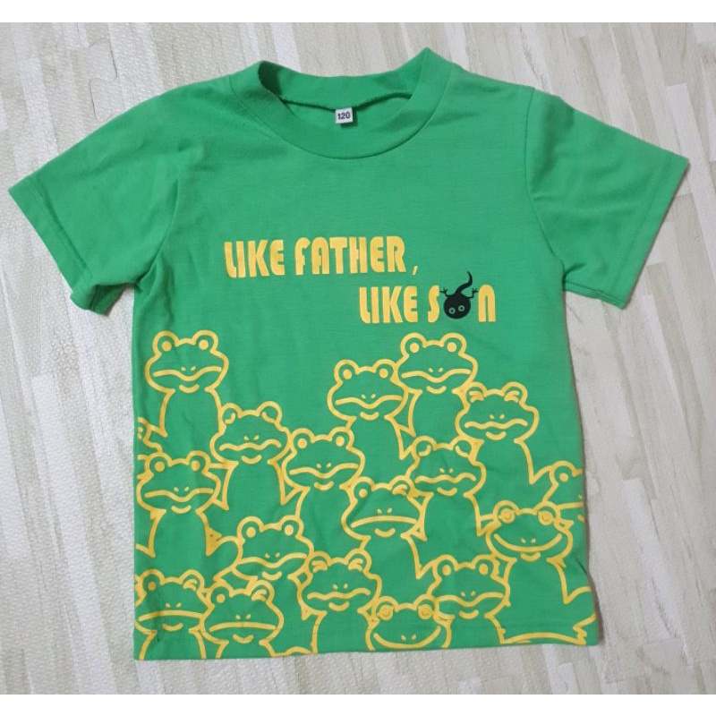 童裝 短袖T恤 上衣 青蛙蝌蚪 螢光綠色 造型上衣 二手 120