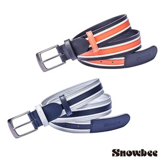 Snowbee Golf 3色直條紋皮帶 (騎馬 高球 網球高爾夫球褲皮帶 真皮革、英倫高雅風皮帶)