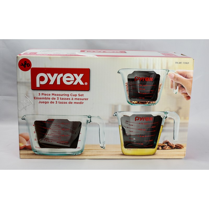 PYREX 單耳玻璃量杯3件組(拆封新品，大量杯把手有些許瑕疵，價錢當二手品賣，只要賣場價56折)