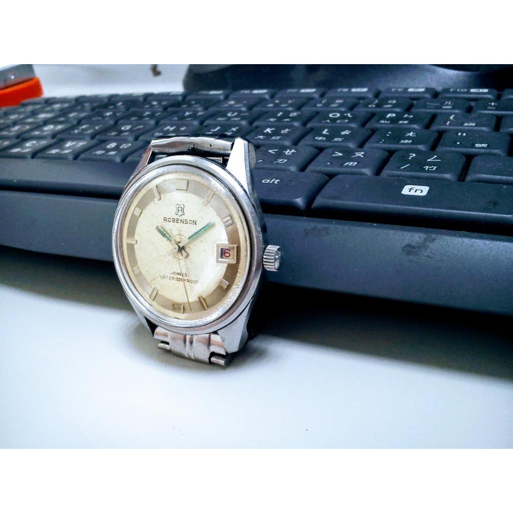 Robenson 瑞士稀有機械錶 手動上鍊 紅字日期顯示 魚鱗機蕊 古董錶 已油洗保養 功能正常準確 男錶 手錶 古董錶