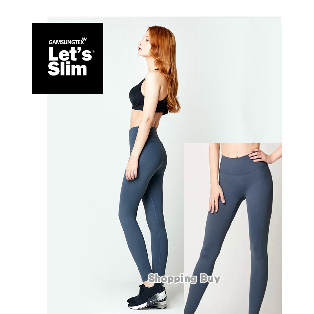 【韓國Let's Slim】機能魔塑褲 莫蘭迪藍 瑜珈褲 瘦腿褲  高腰提臀 健身 跑步 瑜珈 舞蹈