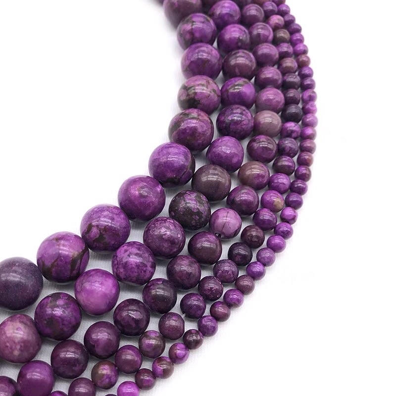 水滴精品-¥紫色龍晶散珠子舒俱來石頭diy手工串圓珠耳環吊墜飾品女項鍊