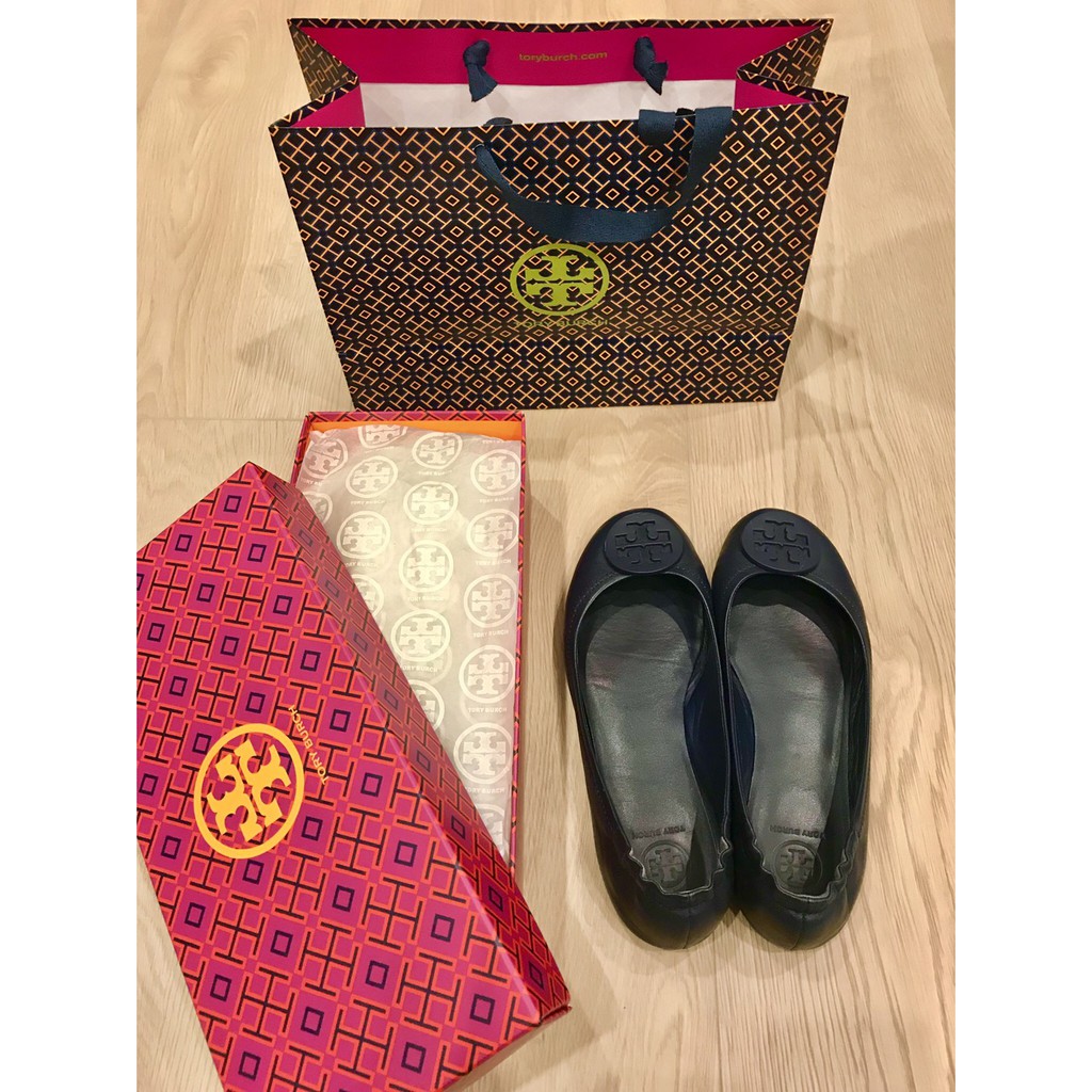 台北晶華免稅購買 保證真品 美國tory Burch 九成新麗晶精品購入真皮芭蕾舞鞋娃娃鞋平底鞋登機鞋 蝦皮購物