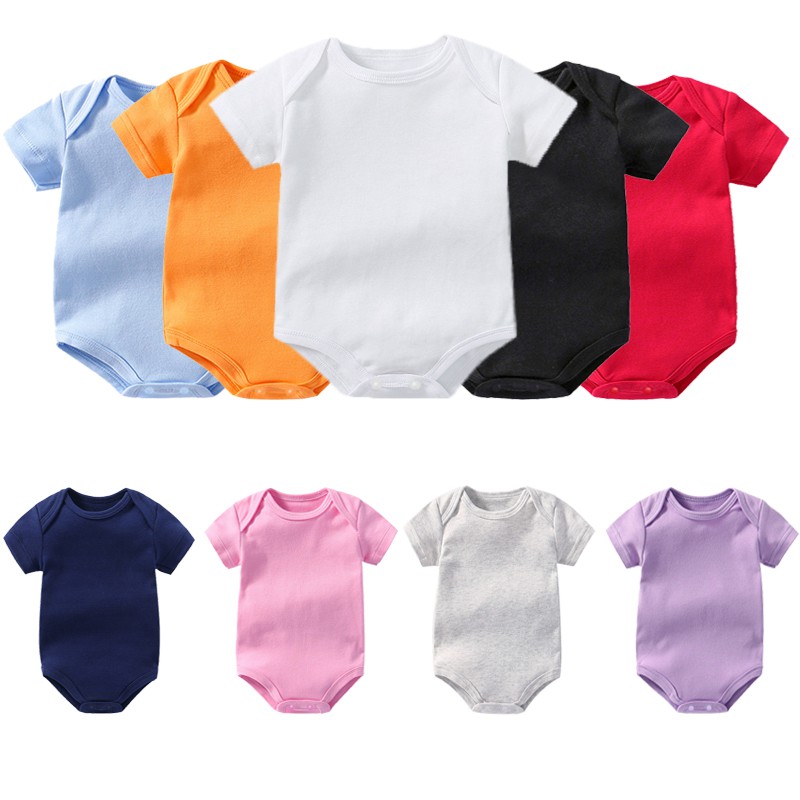 夏季嬰兒服裝短袖純色嬰兒服裝嬰兒連體衣三角短袖連身衣