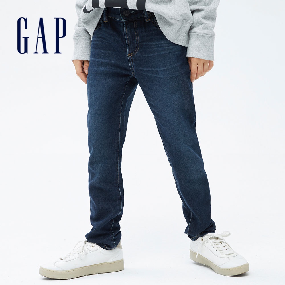 Gap 男童裝 彈力牛仔褲-深色水洗做舊(358229)