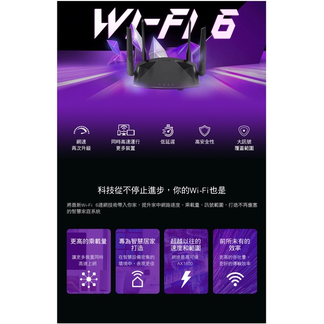 最新科技第六代 wifi分享器  D-LINK 友訊 DIR-X1860 AX1800 wifi6 雙頻無線路由器