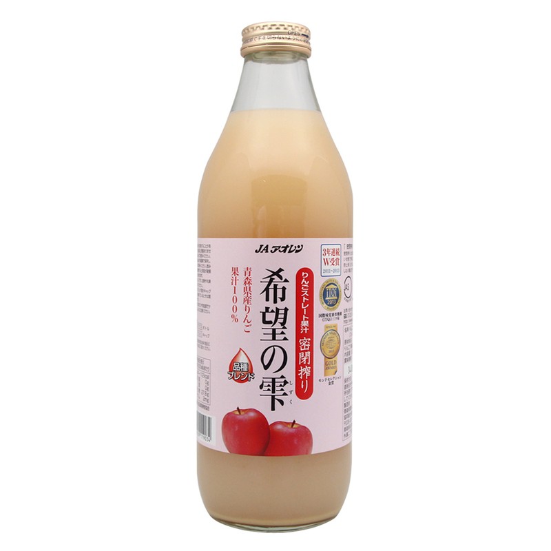 免運  JA青森農協 希望の雫100%蘋果汁 1000ML*6瓶箱