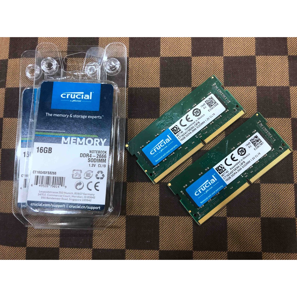 美光 Micron DDR4 2666 16G  筆記型記憶體