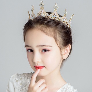 兒童皇冠頭飾公主女童王冠水晶大髮箍生日髮飾