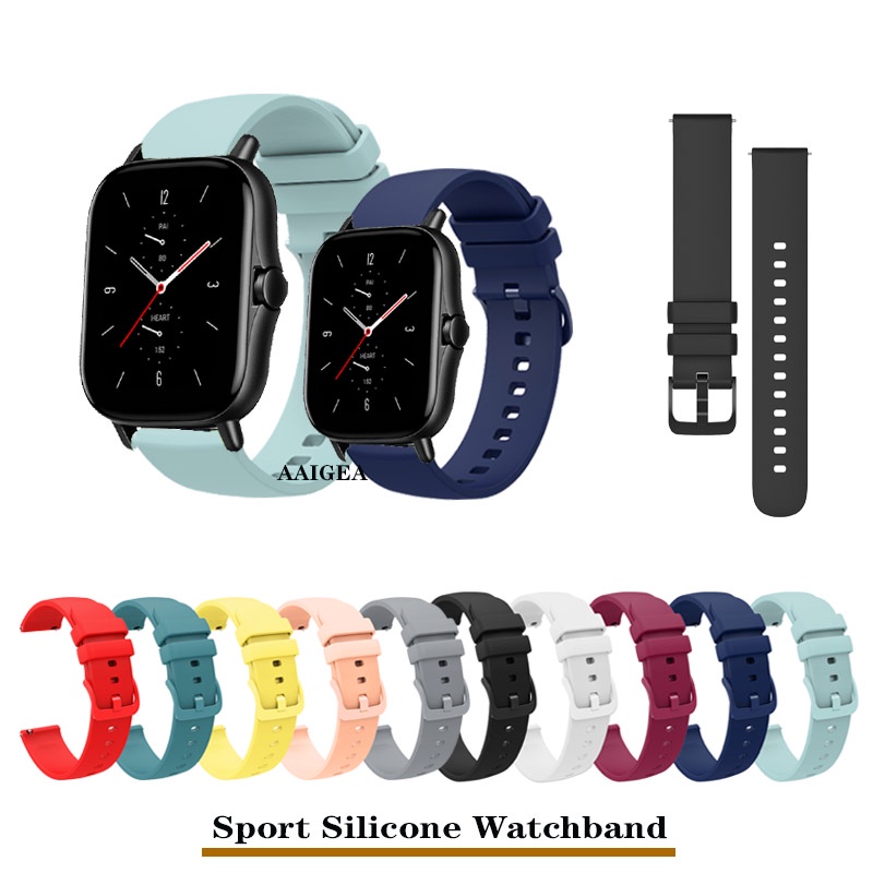 20mm適用於 華米Amazfit GTS 4 2e GTS2 mini GTS3/Bip 3 Pro U 運動矽膠錶帶