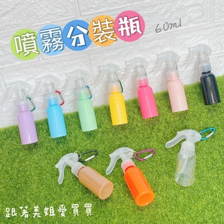 臺灣現貨60ml 馬卡龍彩色噴霧瓶 可掛式分裝瓶酒精乾洗手 噴霧瓶 隨身攜帶上學外出必備