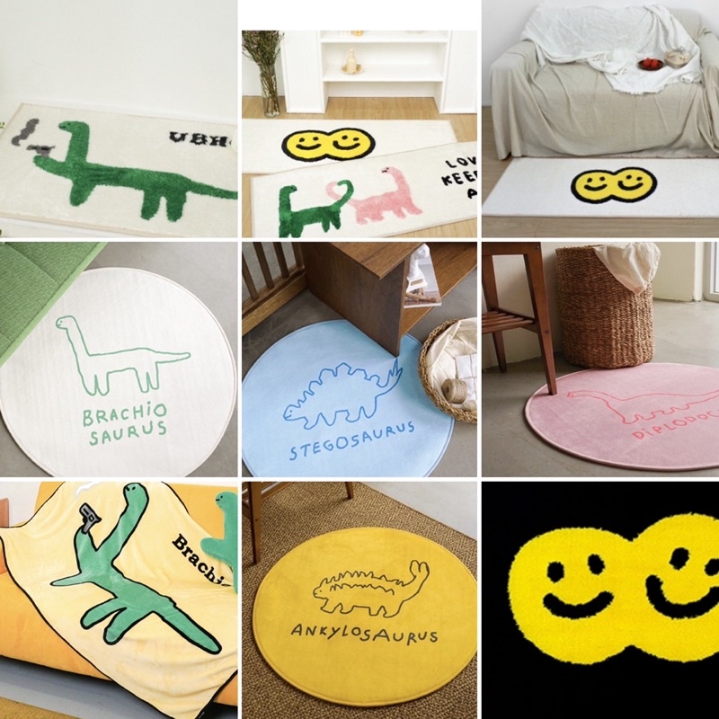 11種 韓國文創 Joguman studio 恐龍 地毯 毯子 地墊 恐龍地毯 室內墊子 腳踏墊 微笑地墊 文創