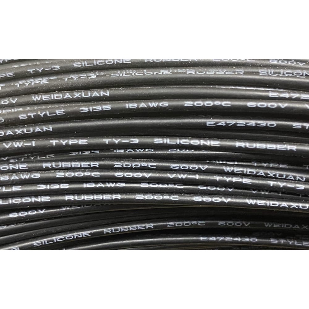 18AWG柔性高溫矽膠線1米（黑色）(Silicone-Wire-18AWG-B)