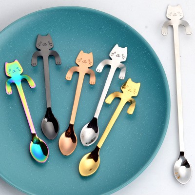 304不銹鋼貓咪咖啡勺 卡通甜品勺 咖啡勺 貓咪 小熊 湯匙 不鏽鋼湯匙