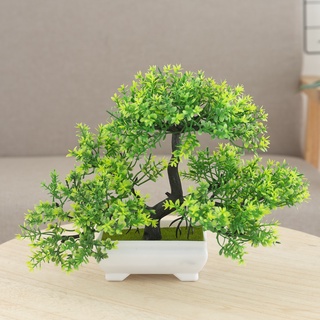 人造花盆栽樹盆景塑料綠色植物迎賓松盆景用於婚禮家居裝飾