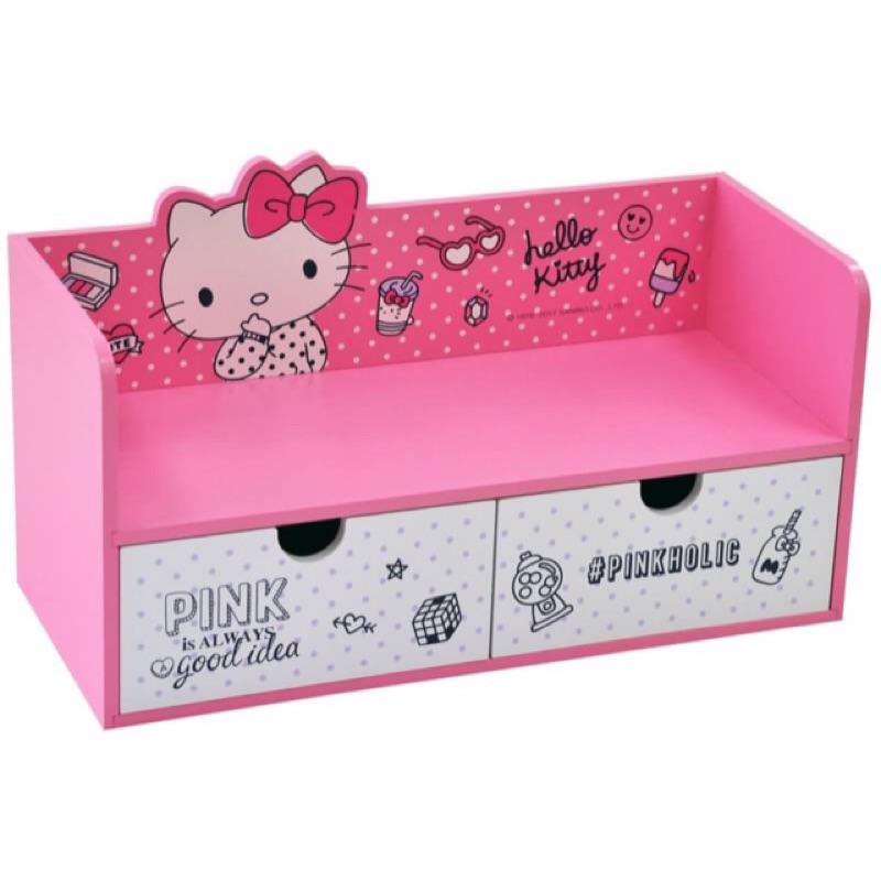 特價【羅曼蒂克專賣店】正版 木製 Hello Kitty 收納盒 桌面收納 抽屜收納盒 KT-630023