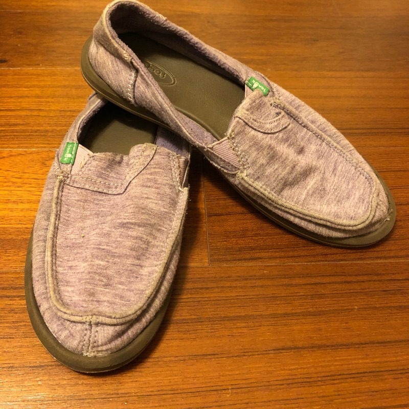 美國Sanuk Vagabond 淡灰紫色 素色圓頭平底包鞋 山路克 笑臉鞋 25號/40號 可水洗 原價：2280元