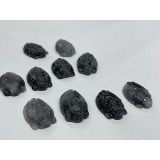 D6690天然緬甸玉 A貨 烏雞種 雕刻 龍龜 頭尾兩端有打動可做成手鍊 掛飾 墜飾