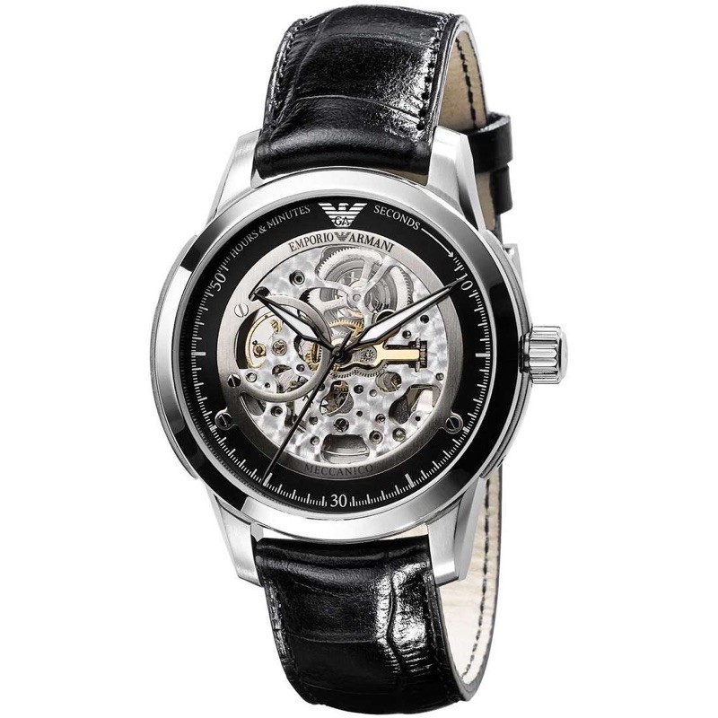 EMPORIO ARMANI 手錶 阿曼尼 亞曼尼 男錶AR4625 鏤空機芯 商務時尚 皮帶錶 機械錶