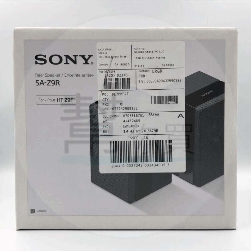 賣家宅配免運 全新 Sony Z9R (SA-Z9R) 音箱/喇叭 成對出貨 需搭配Z9F 可搭台版Z9F
