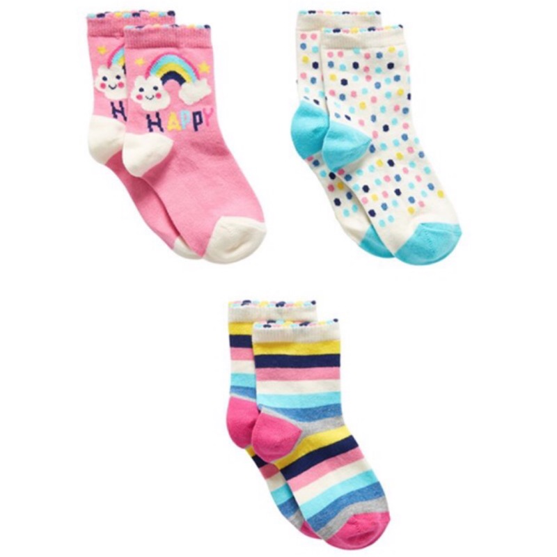 🇬🇧英國連線代購👩🏻‍💻 Mothercare 超可愛繽紛色系彩虹/點點/條紋3雙襪子組合 - 現貨🉐️