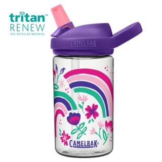 4月活動促銷~《贈防塵蓋~》美國 CAMELBAK 400ml eddy+ kids兒童吸管運動水瓶RENEW 彩虹花卉
