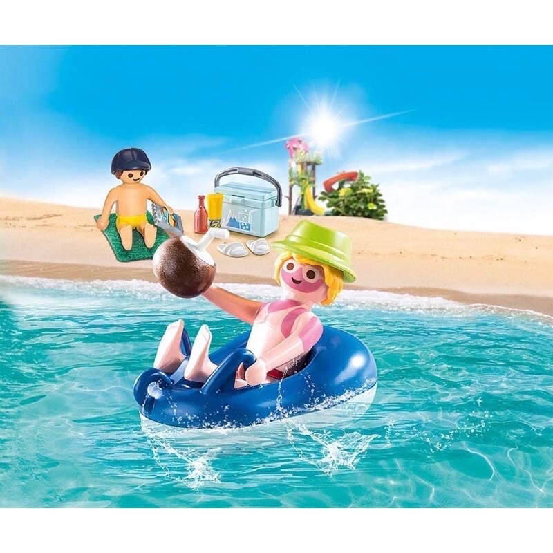 Playmobil 70112  橡皮小艇與曬傷遊客 變色人  摩比 椰子 墨西哥捲餅 保冷箱 橡皮艇 飲料