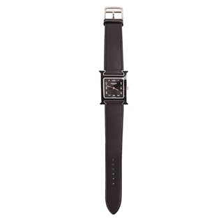 Heure H愛馬仕小牛皮全黑琺瑯框石英女仕腕錶(黑/26mm)｜100%原廠真品｜JS Maxx官方旗艦館