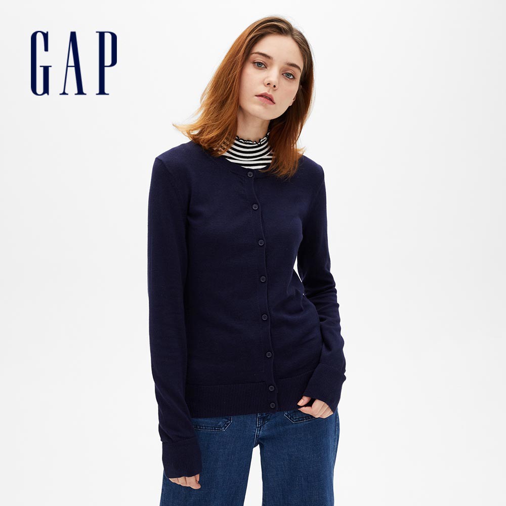 Gap 女裝 柔軟舒適鈕釦針織外套-海軍藍色(443176)