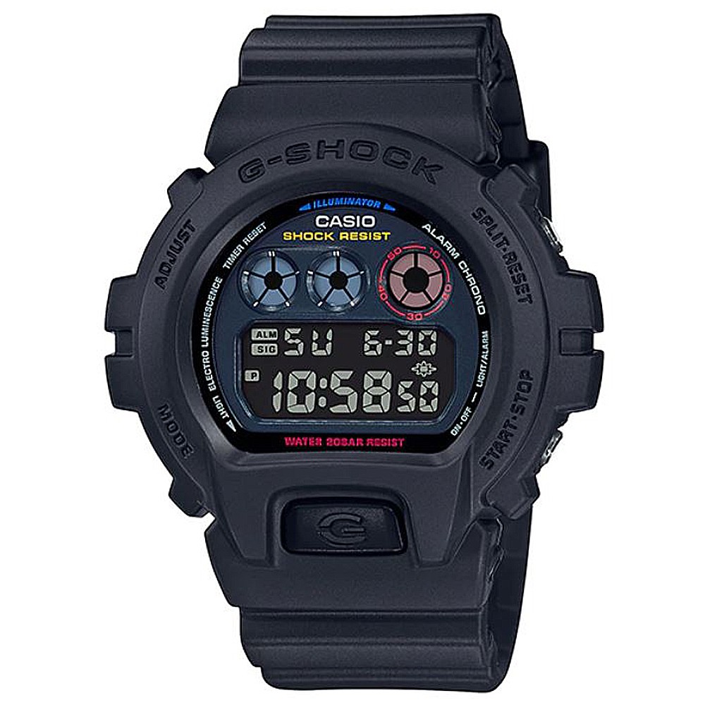 【CASIO】G-SHOCK 未來東京消防栓電子運動錶-消光黑X霓虹多彩(DW-6900BMC-1)