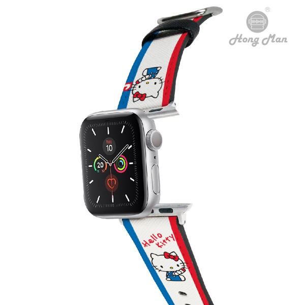 三麗鷗系列 Apple Watch 皮革錶帶 HELLO KITTY 哈囉凱蒂(銀色)