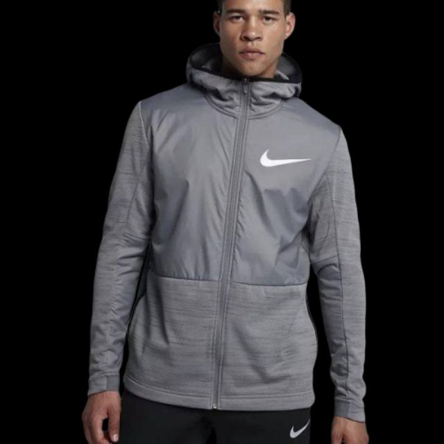 NIKE THERMA Dri-Fit運動連帽外套 帽T 休閒 內刷毛灰色 訓練保暖JORDAN pro MLB 棒球