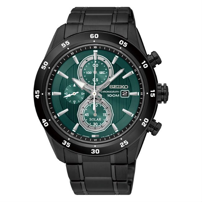 Seiko 精工錶 criteria V176-0AR0G(SSC547P1) 極致競速太陽能計時腕錶/綠面 43mm