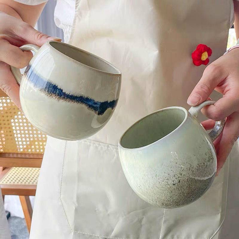 【有關居家】日式球形胖胖陶瓷杯 星球杯 小眾設計感 潑墨馬克杯 咖啡杯 牛奶杯 水杯