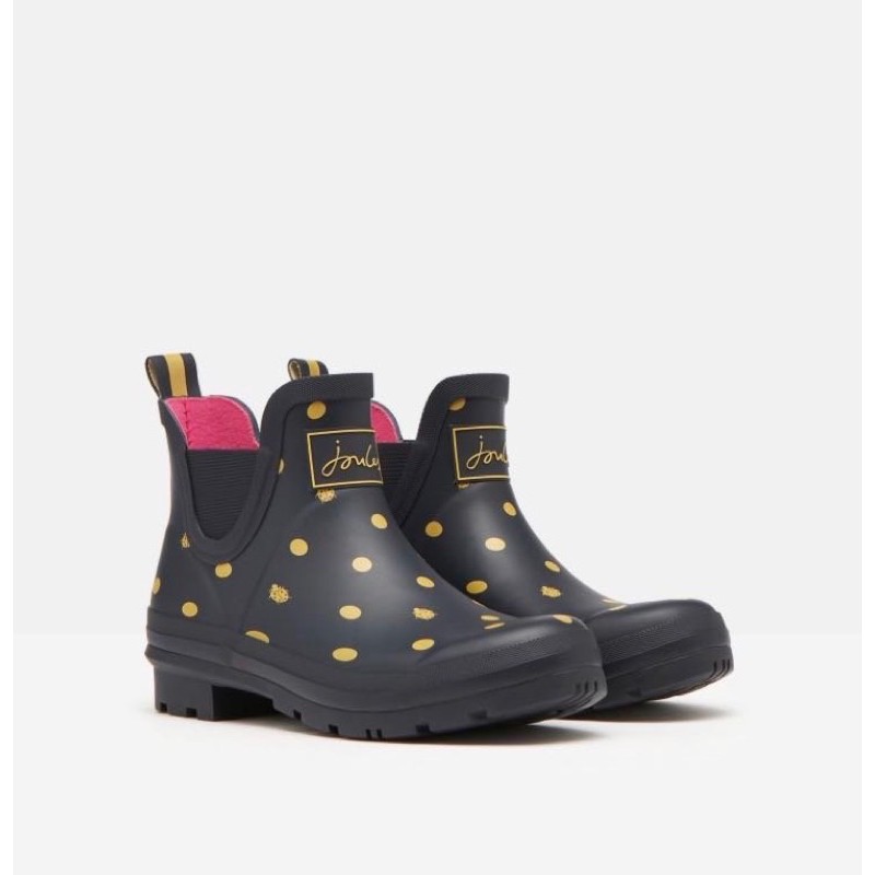 Miolla 英國品牌Joules 深藍色底可愛黃色圓點小瓢蟲 短筒雨靴/雨鞋