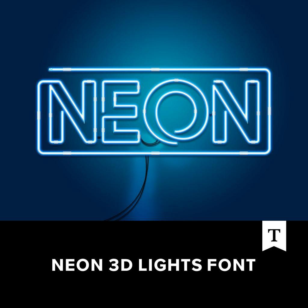 時尚高端3D立體霓虹燈質感英文字體 Neon Font.F2019050216