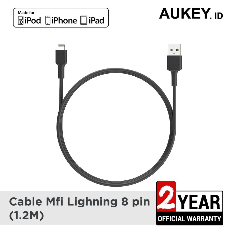 Aukey CB-BAL1 MFi USB-A 至 Lightning 電纜 1.2m 黑色 500378