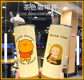 🌟【掌櫃熱薦】🌼ins風卡通 304不鏽鋼保溫杯 可愛少女心 牛奶咖啡杯 保溫瓶 保冷杯 大容量 便攜 帶吸管直飲杯