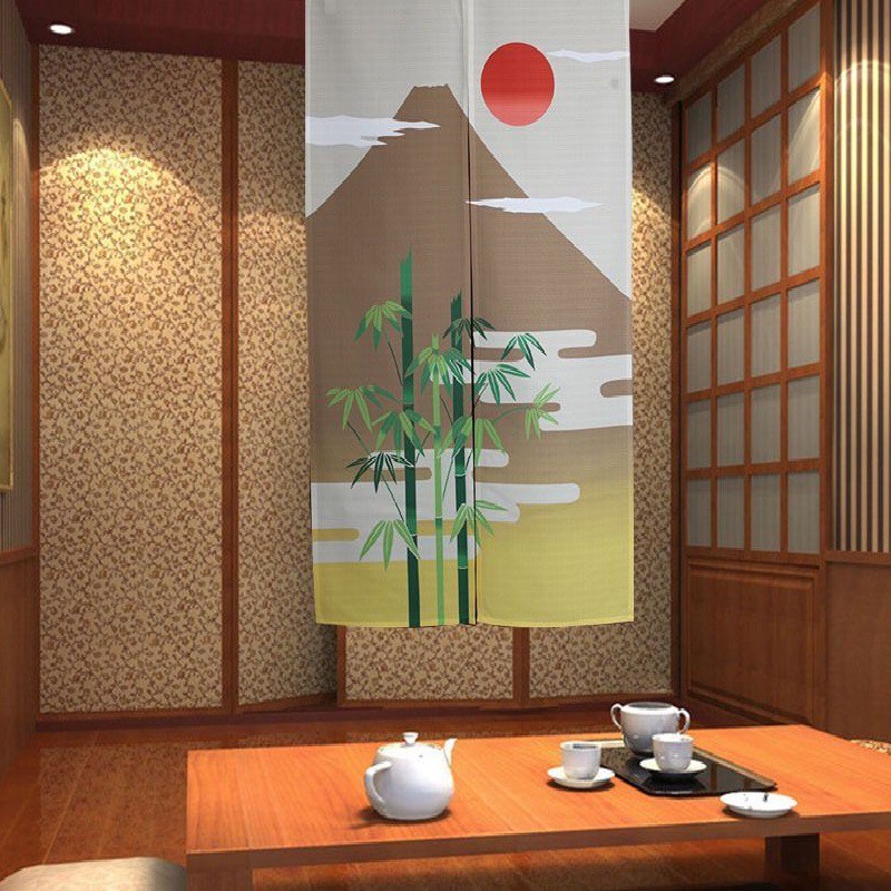 富士山竹子風水門簾出口掛簾日式門簾一片式寬85長150日式布藝印花風水門簾加長加厚開運門簾出口日本 蝦皮購物