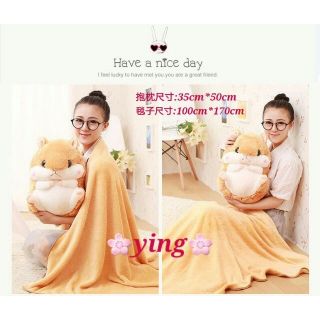 現貨5色🌸超萌倉鼠抱枕毯🌸毯子被子。毯子抱枕。可愛抱枕。車用毯。玩偶。交換禮物。秋冬必備空調毯。法蘭絨毯。倉鼠抱枕