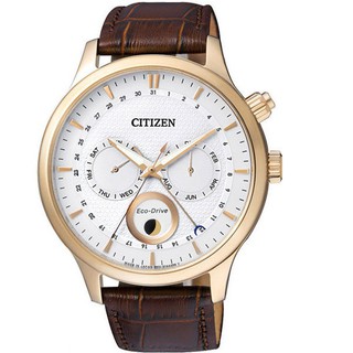 CITIZEN Eco-Drive 極速光環時尚優質皮革腕錶-玫瑰金-AP1052-00A