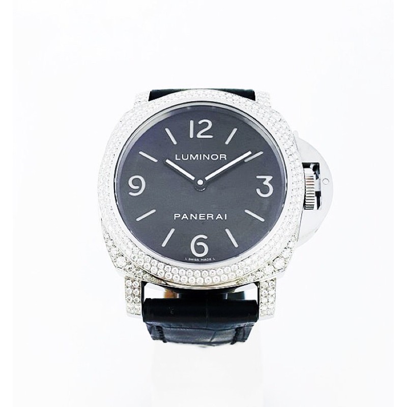 PANERAI 沛納海 PAM112 44mm 手上鍊 機械腕錶(精鑲天然頂級鑽石)