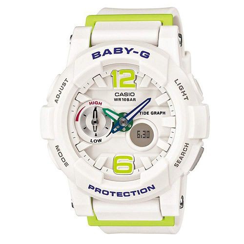 【CASIO】BABY-G俏麗時尚運動錶-白X青綠(BGA-180-7B2)正版宏崑公司貨